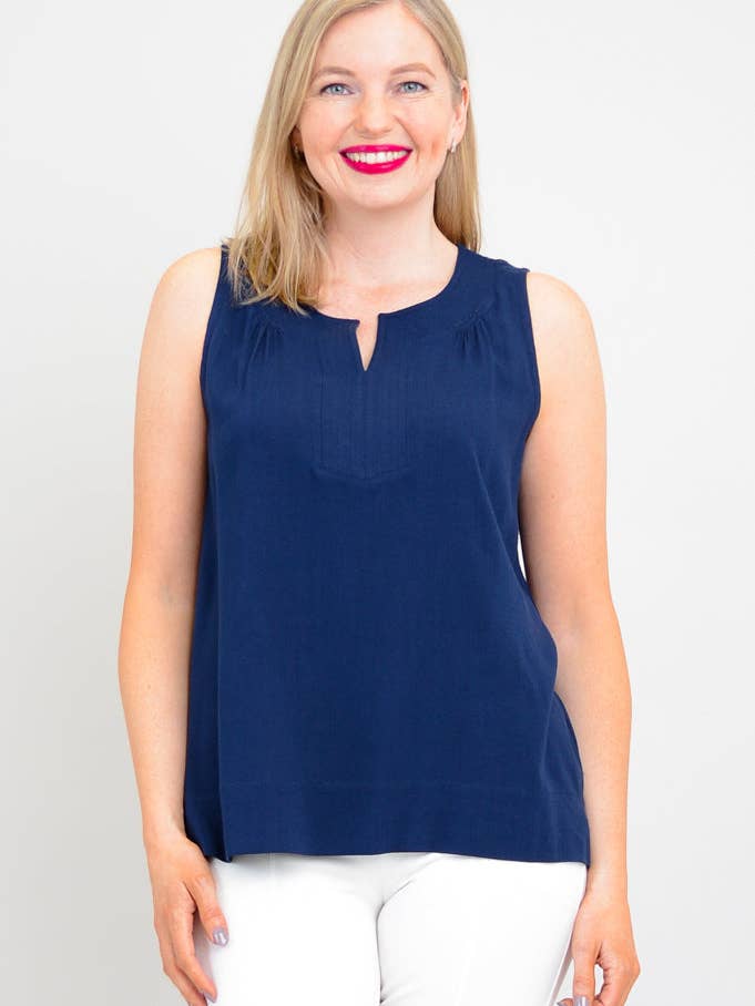 Canotta Scarlette, Indigo, Linen Bamboo per la vendita all'ingrosso da parte di Blue Sky Clothing Co LLC