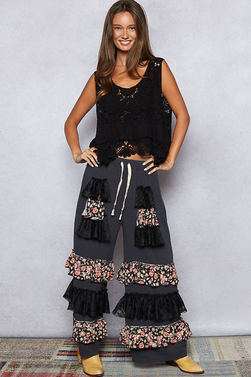 Pol Clothing - Vente Chemisier – femme - Haut en crochet à œillets brodé à volants et col rond14