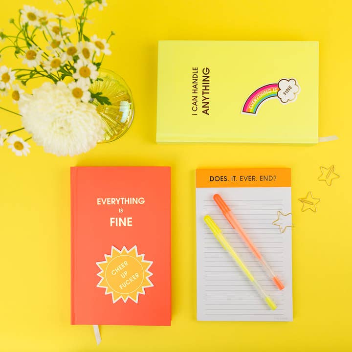 Chez Gagné - Wholesale Notepad - Does It Ever End? - Lined Notepad - Perforated Sheets - Bright Tangerine