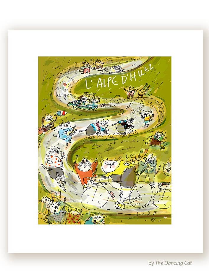 Affiche d'art Tour de France L'Alp D'Huez pour la vente par The Dancing Cat