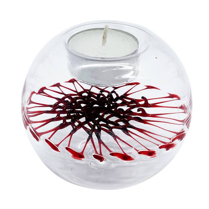 tealight with net large, red for wholesale by FW-Glas