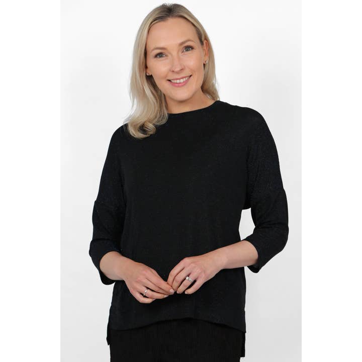 Koningsblauwe top met druppelvormige schouders met glitter voor wholesale door Sarta