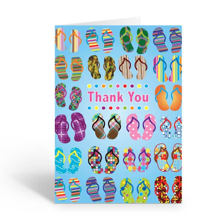 Beach Flip Flop Thank You Note Cards & Envelopes Box of 10 for wholesale by Stonehouse Collection