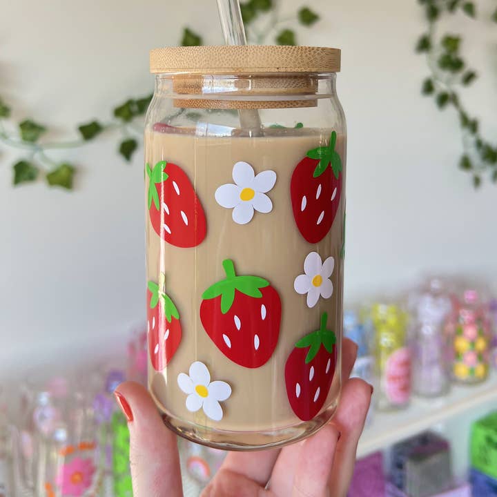 Lattina di vetro fragola per la vendita all'ingrosso da parte di Melting Hearts Co