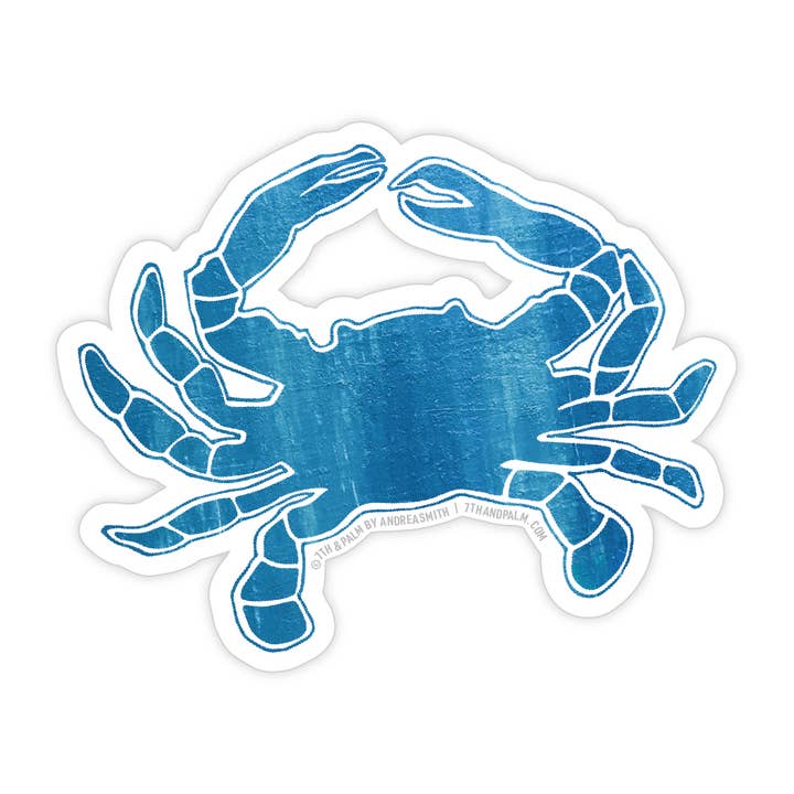 Blue Crab Vinyl Sticker - Coastal Beach Sticker for wholesale by 7th & Palm