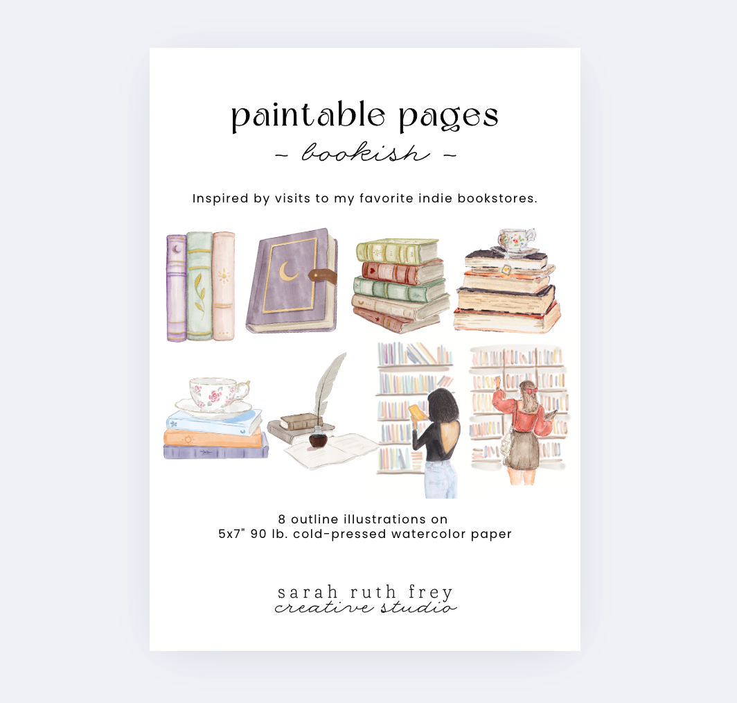 Sarah Ruth Frey - Wholesale Sketchbook/Sketchpad - Bookish Paintable Pages | Watercoloring Set1
