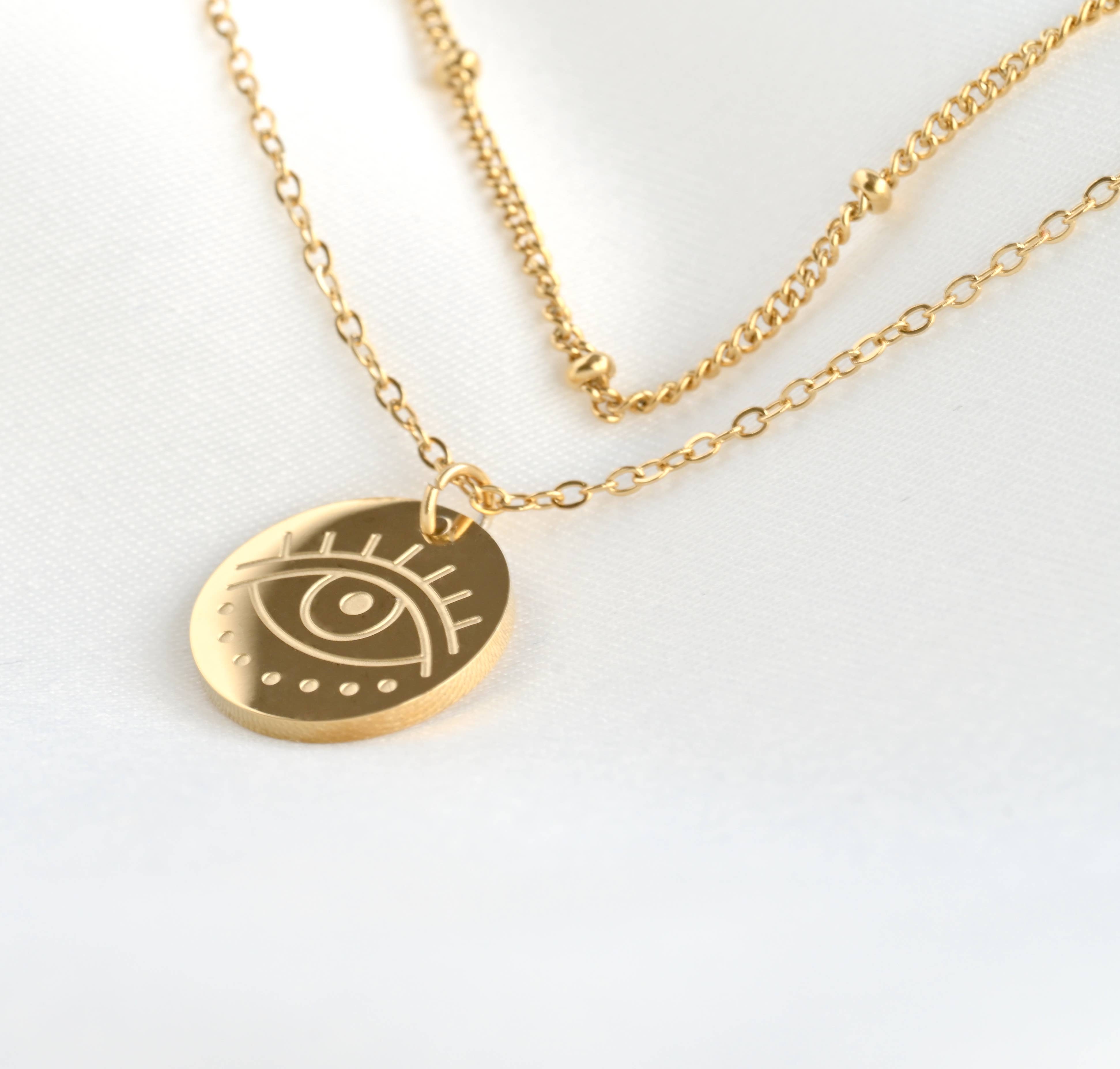 Blueyejewelry - Wholesale Pendant/Charm Necklace - Evil Eye Necklace - 18k Gold Layered Satellite Necklace 7