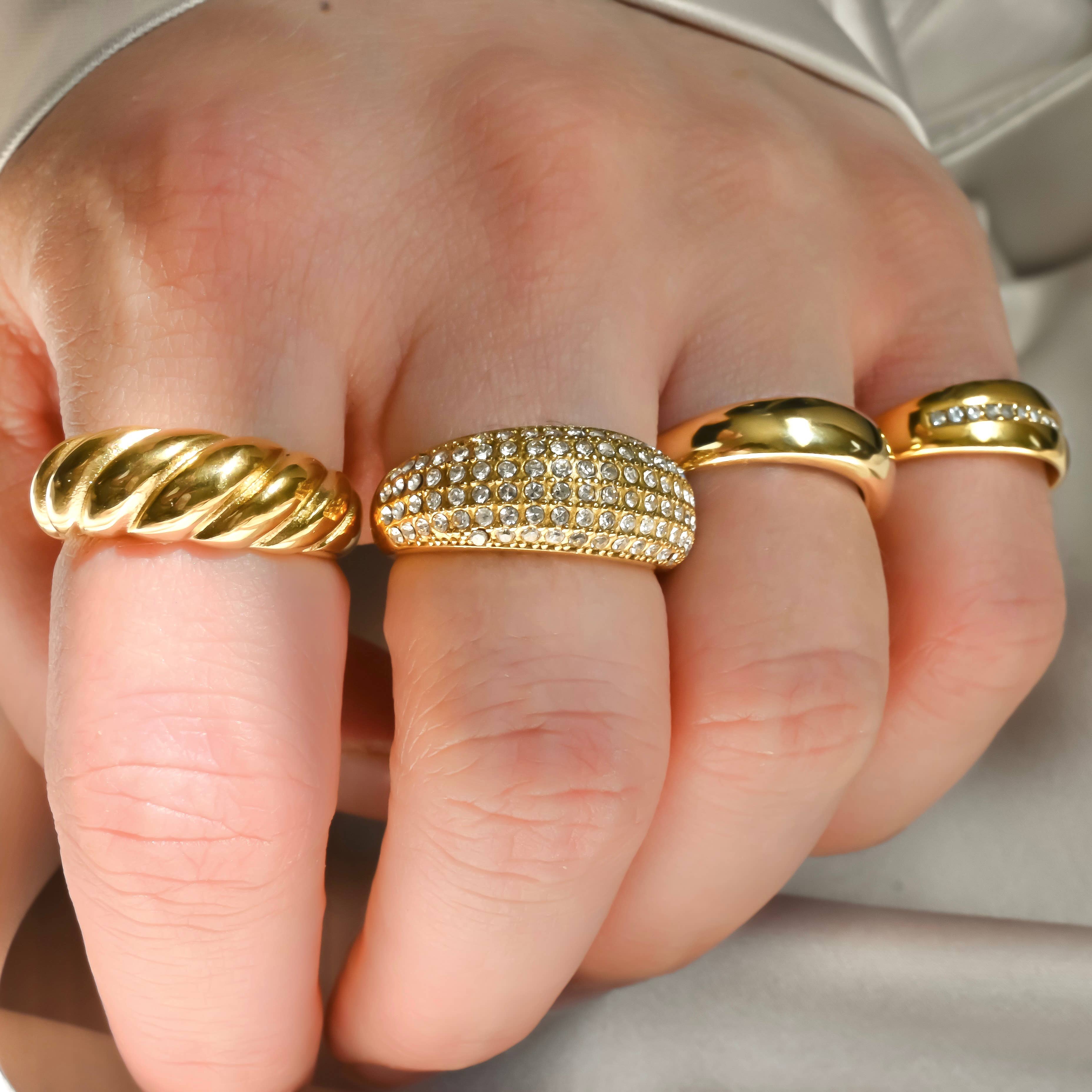 Blueyejewelry - Wholesale Multi-Stone Ring - Diamond Dome Ring - Waterproof Pave CZ Chunky Dome Ring7