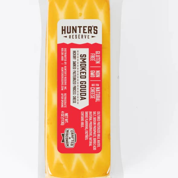 Hunter's Reserve Smoked Gouda 4oz Cheese for wholesale by Sergio's Charcuterie