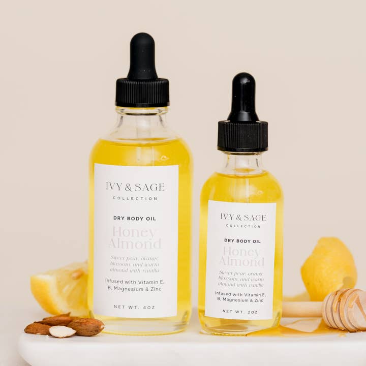 Trockenes Körperöl – Honig & Mandel, weichmachend & seidig für den Großhandel von Ivy & Sage Collection