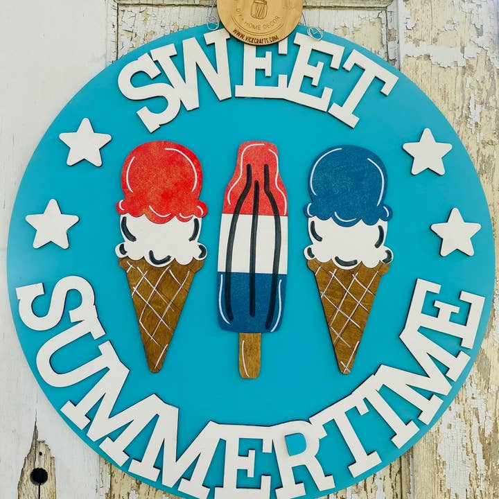 Sweet Summer Time Door Hanger, Popsicle, Ice Cream, Summer for wholesale by Vick Crafts