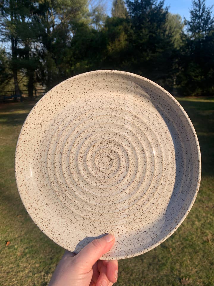 Handmade Ceramic Speckled Dinner Plate for wholesale by Katie Piro Pottery