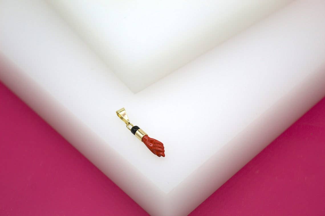 MIA Jewelry - Wholesale Individual Charm/Pendant - 18K Gold Filled Enamel Red Figa Hand Pendant0
