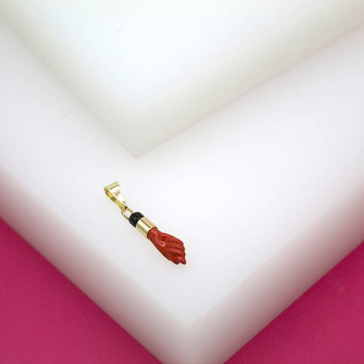 MIA Jewelry - Wholesale Individual Charm/Pendant - 18K Gold Filled Enamel Red Figa Hand Pendant