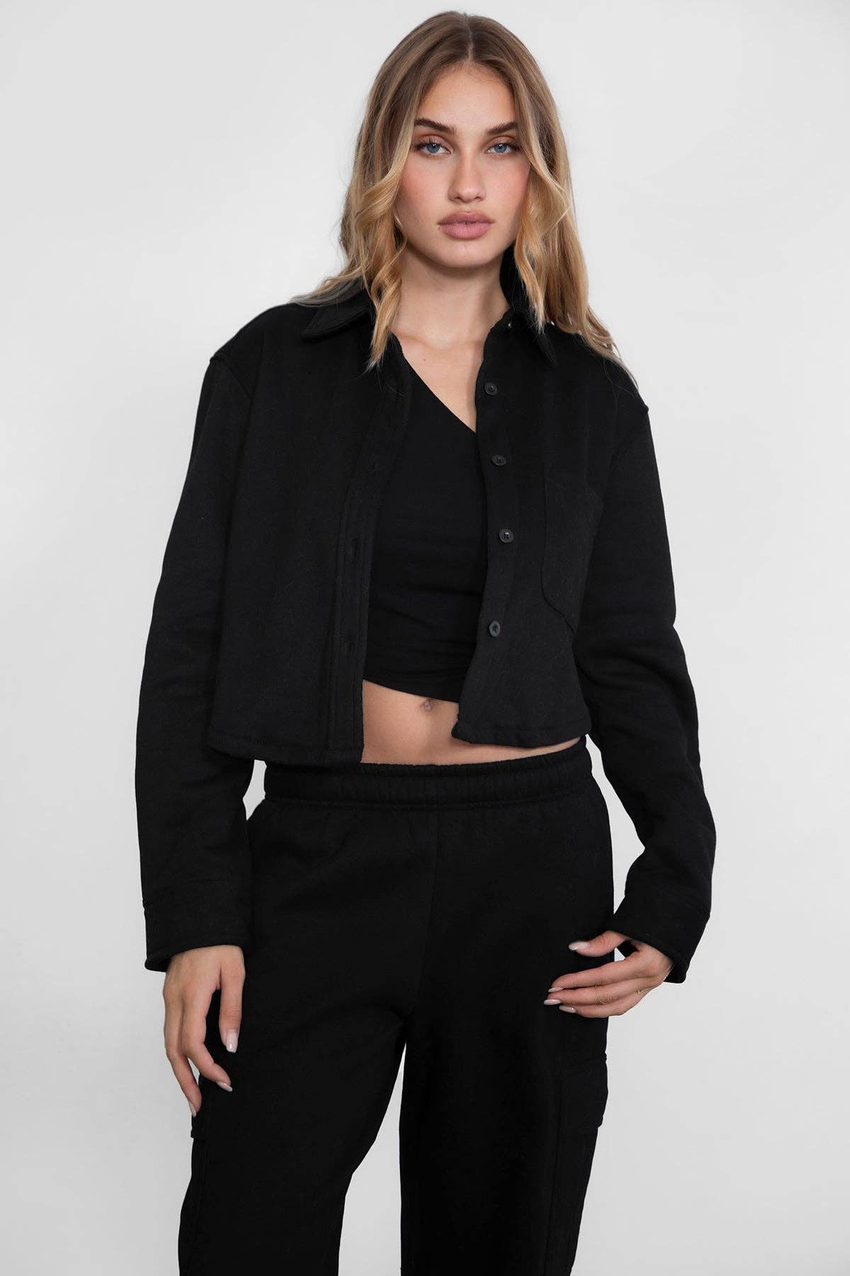 TICTOC - Wholesale Shirt Jacket/Shacket - Women's - JENNIE  Plush Fleece Lounge Cropped Button Shirt Shacket19