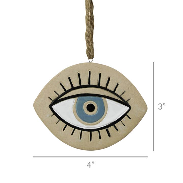 HomArt - Wholesale Ornament - Ceramic Hanging - Eye. 6.5” jute hanger1
