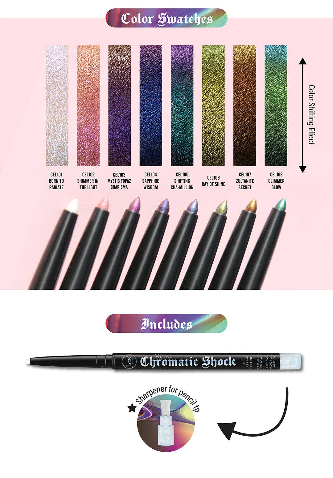 J.Cat Beauty - Wholesale Eyeliner/Pencil - Chromatic Shock 24/7 Xtreme Eye Liner10