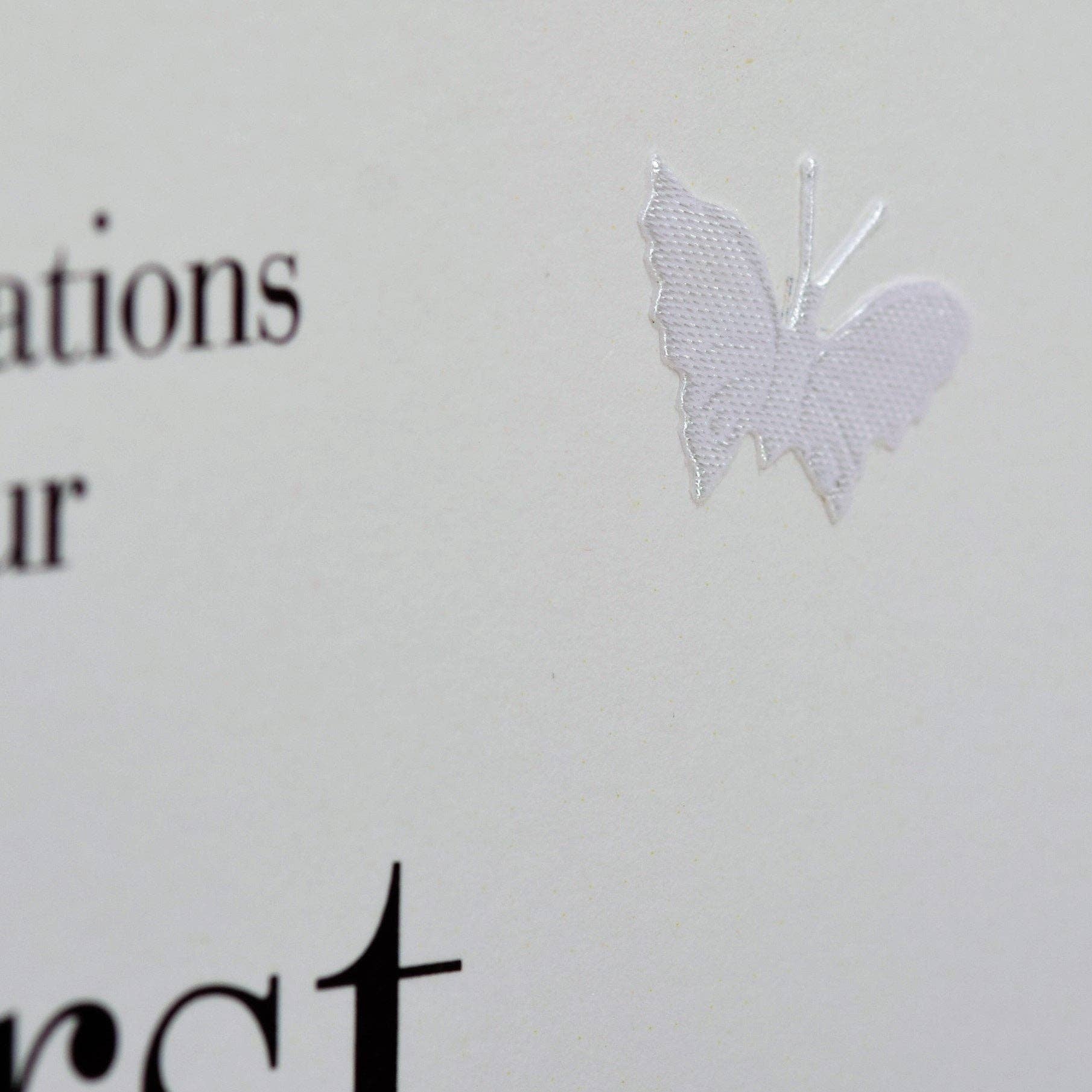 Claire Giles Ltd - Wholesale Anniversary Card - 1st Wedding Anniversary Card, Silver Heart, fabric butterfly Embellished3