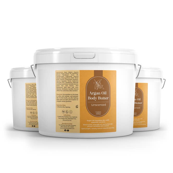 The Midwest Sea Salt Company - Wholesale Body Balm/Butter - Unscented Argan Oil Body Butter - 1 Gallon
