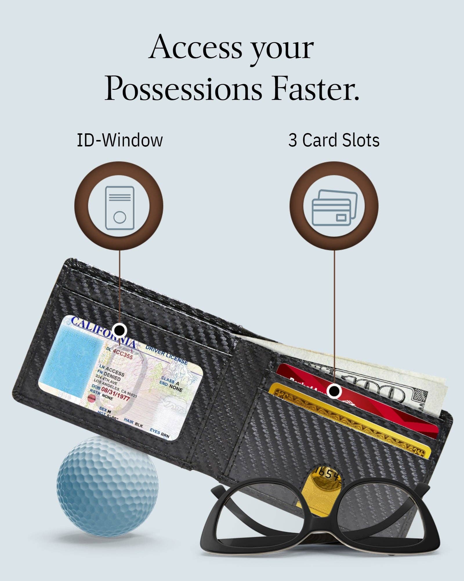 Access Denied Accessories - Vente Portefeuille – homme - Portefeuilles Bifold pour Hommes Portefeuille Mince en Cuir RFID avec Sangle de Tirage2