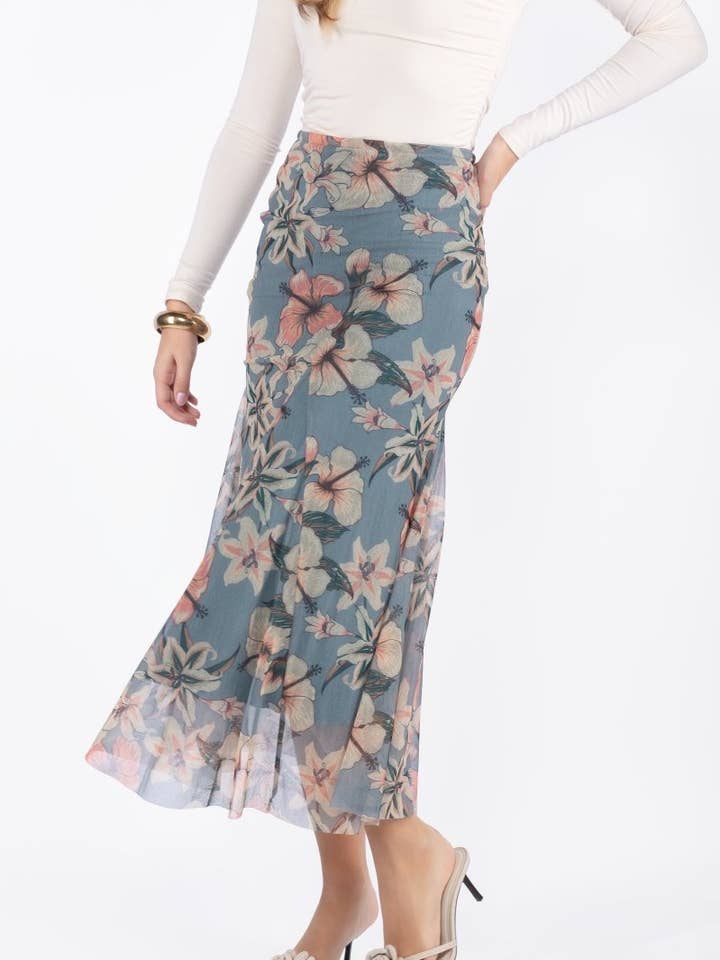 Natalia Skirt (Peach/Grey) for wholesale by Yakira Bella