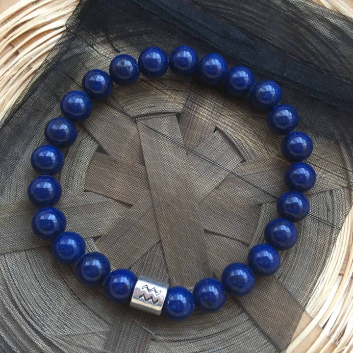 Lapis Lazuli Aquarius Star Sign Zodiac Sign Bracelet for wholesale by Roshni Desai & Things