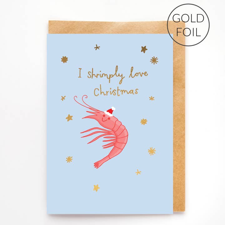 You've Got Pen On Your Face - Wholesale Christmas Card - Shrimp Christmas Card | Funny Christmas Card | Gold Foil0