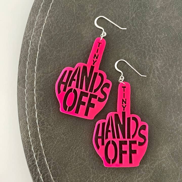 zoo&roo - Wholesale Dangle Earrings - Tiny Hands Off Middle Finger Rainbow Glitter Earrings4