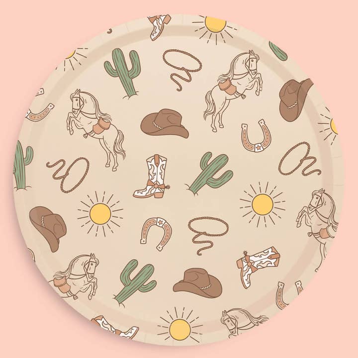 Petit Fetti - Wholesale Disposable Plate - Western Rodeo Birthday Party Plates, Decorations, 24 count