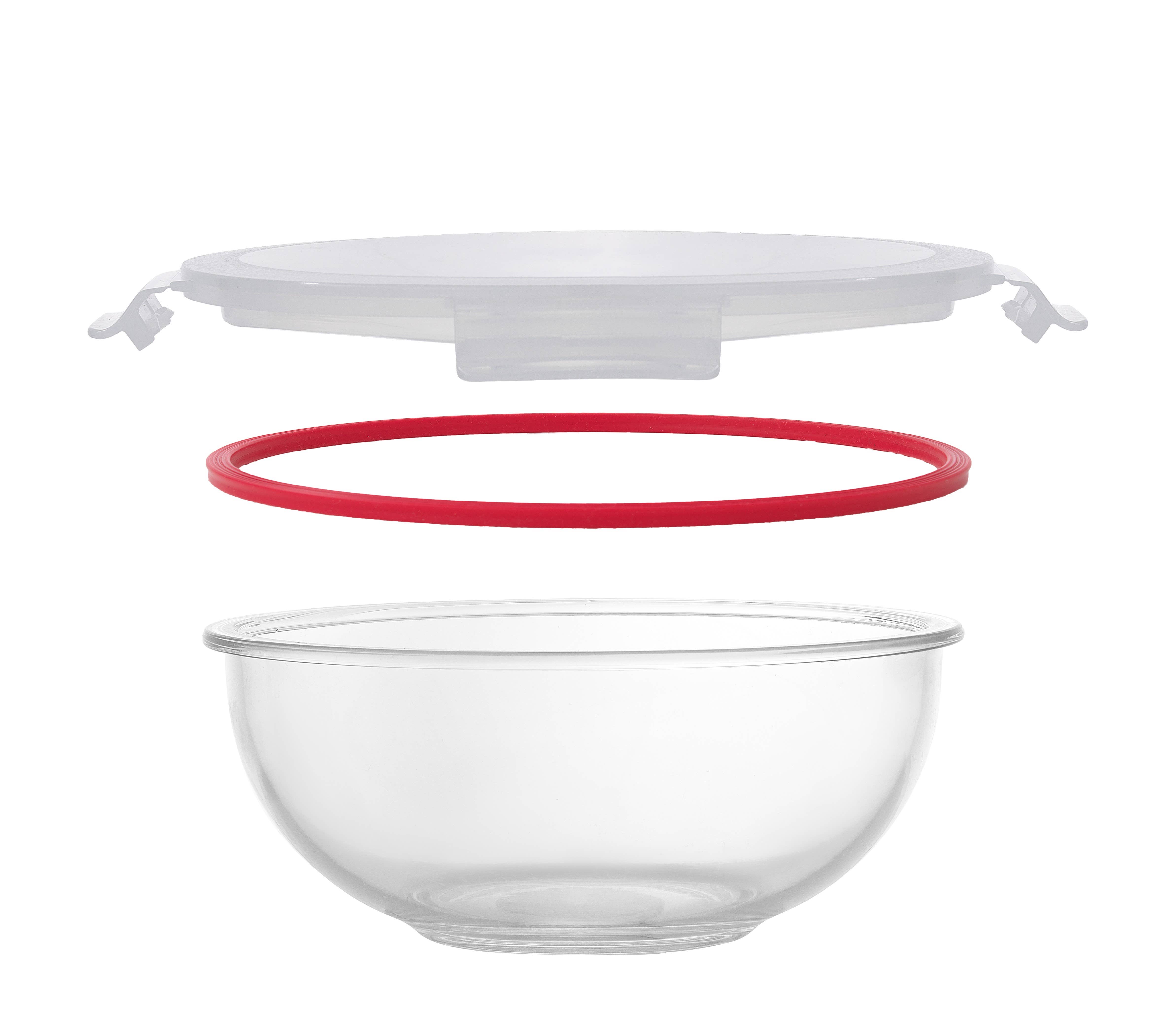 JoyJolt - Wholesale Mixing Bowl - Glass Kitchen Mixing Bowls With Snap on Lids - Red7