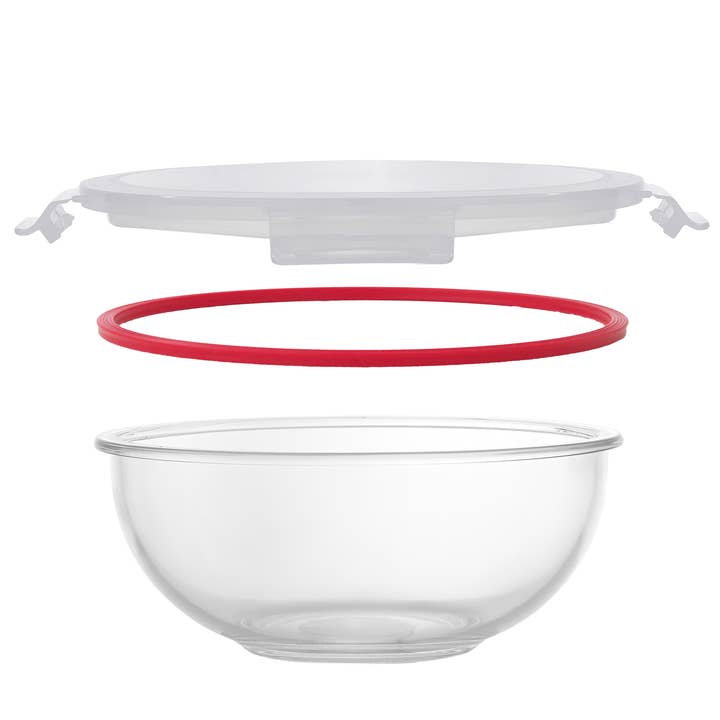 JoyJolt - Wholesale Mixing bowl - Glass Kitchen Mixing Bowls With Snap on Lids - Red7