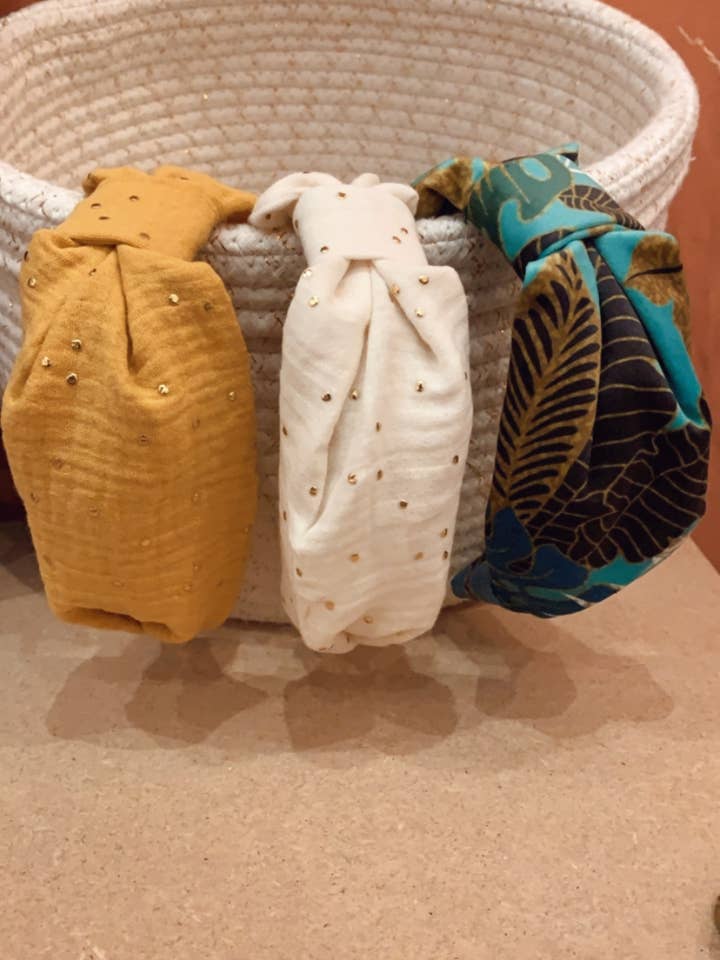 Paquete de 5 diademas de tela reciclada para venta al por mayor de Cage Créations