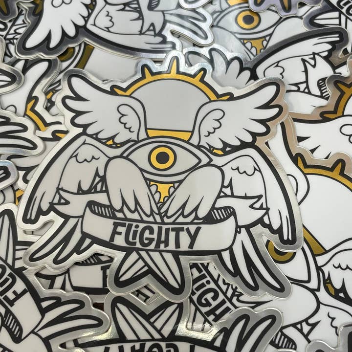 Fox and Brambles - Wholesale Sticker - Seraphim Biblical Angel Sticker. Mirror Gold Vinyl Sticker.