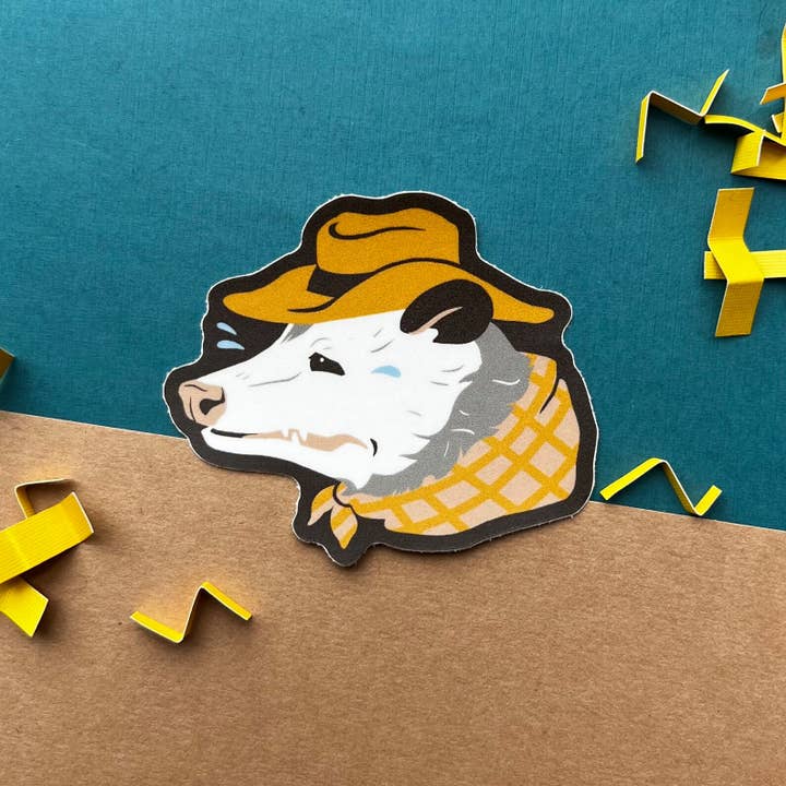 Sad Cowboy Possum Sticker (Copy) for wholesale by Maddy Wilson Art