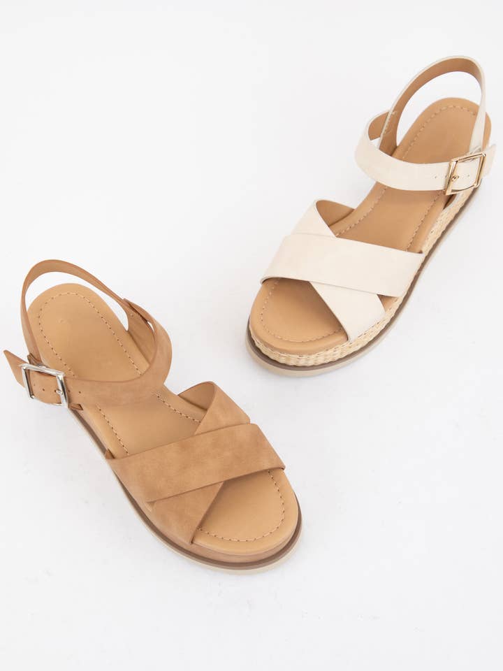 CCOCCI - Wholesale Wedges - Women's - CLEVER CRISSCROSS BAND WEDGE SANDAL