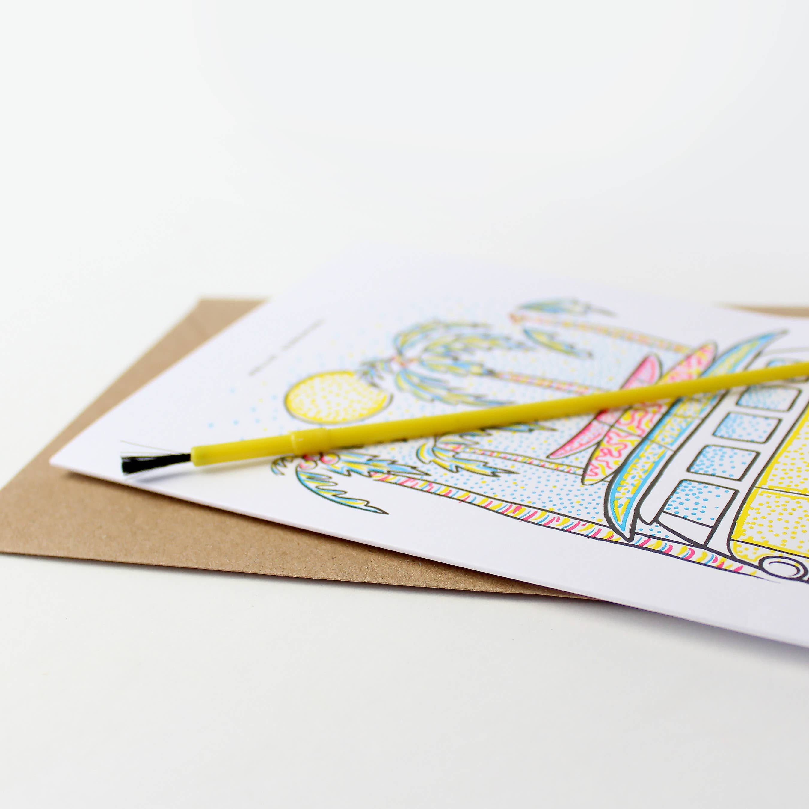 Inklings Paperie - Wholesale Everyday Greeting Card - Paint With Water Card - Surfer Van5