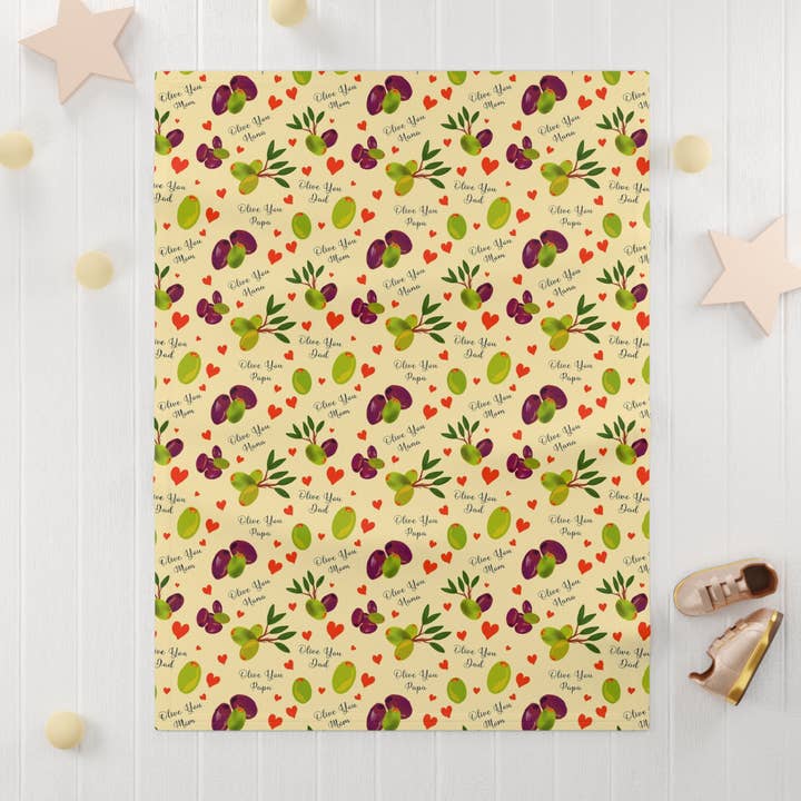 Olive You Soft Fleece Baby Blanket for wholesale by Klementina Designs
