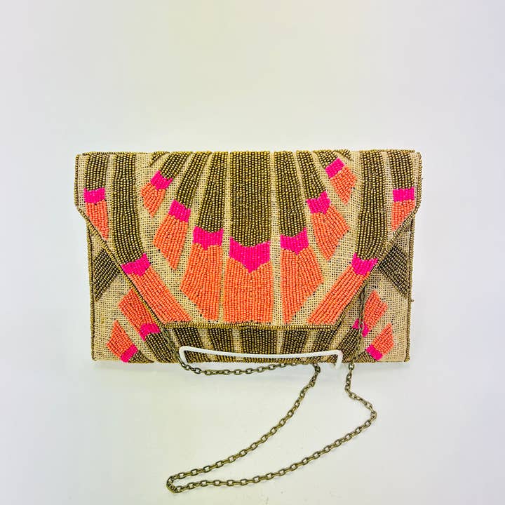 Ranee's - Wholesale Clutch Bag - Women's - Beaded clutch, natural elements, beads, stones- hand made.