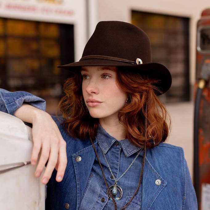 CHAPÉU FEDORA DE LÃ WYNN - CHOCOLATE por atacado de Jamie Slye