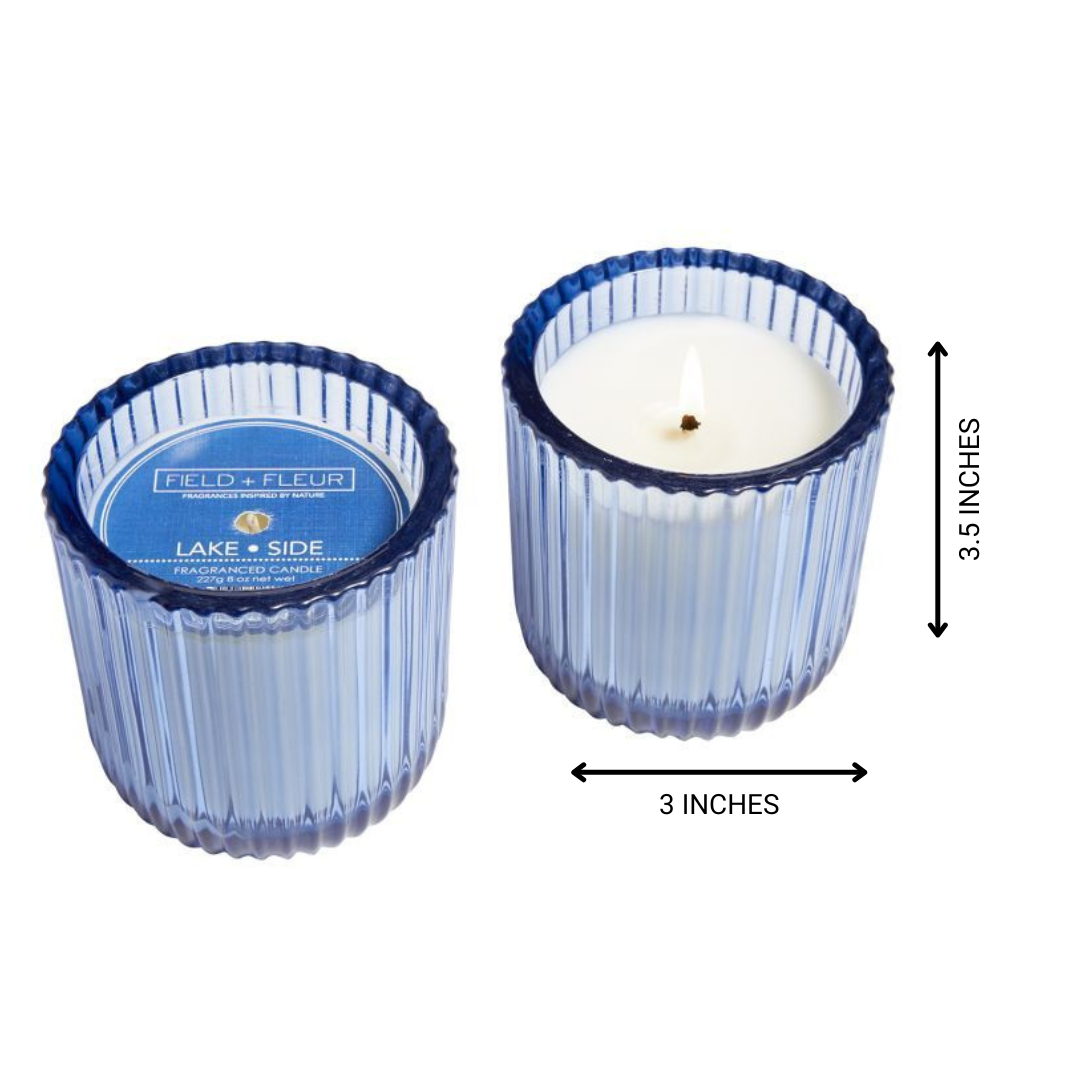 Hillhouse Naturals/Field+Fleur - Vendita all'ingrosso Candela in vasetto - Candela in vetro colorato Lake Side 1 stoppino 8oz Ctn.61