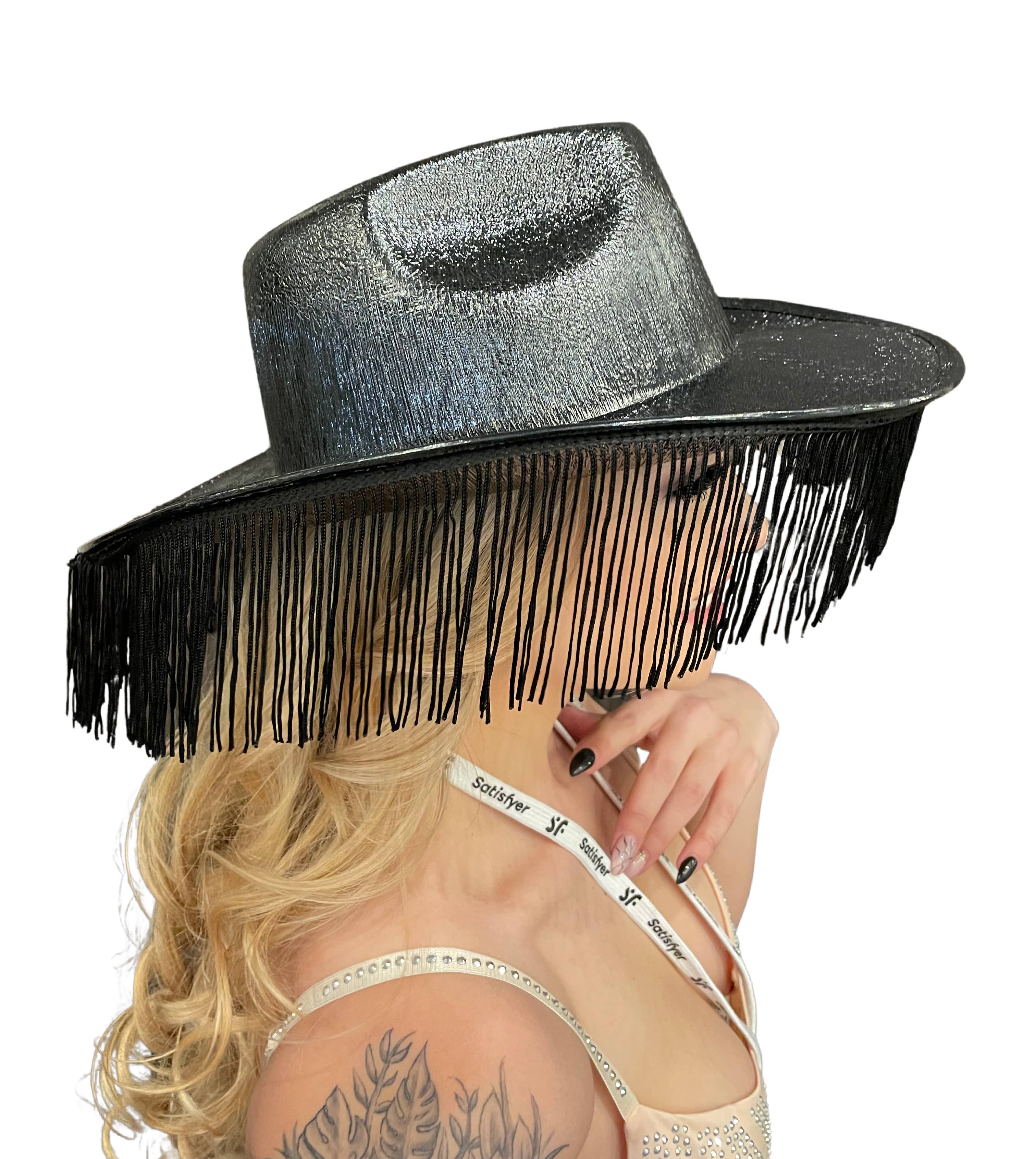 Western Fashion - Wholesale Cowboy Hat - Women's - Metallic Cowboy Hat with fringes2