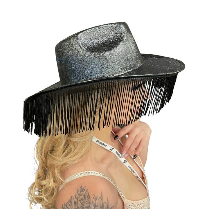 Western Fashion - Vendita all'ingrosso Cappello da cowboy - Donna - Cappello da cowboy metallizzato con frange2