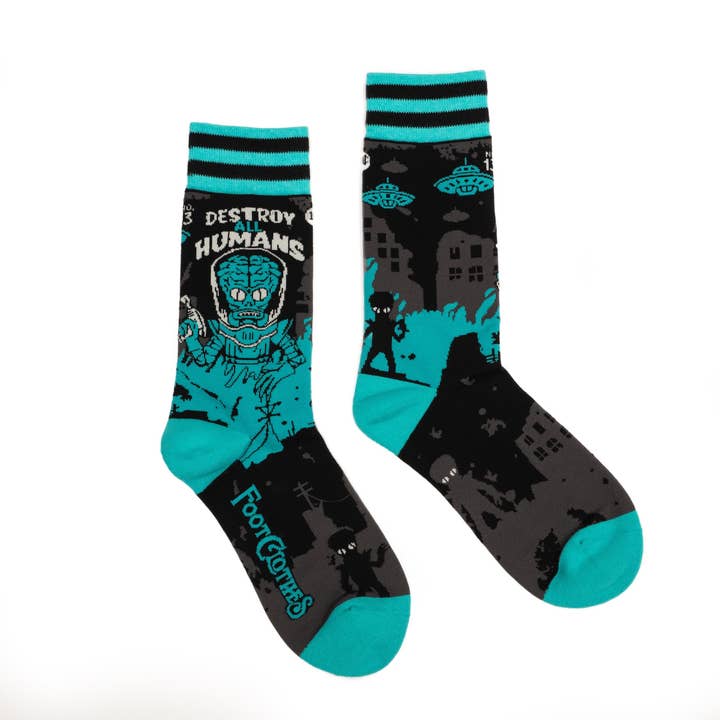 Destroy All Humans Crew Socks for wholesale by FootClothes LLC