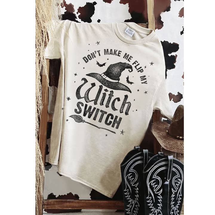 DONT MAKE ME FLIP MY WITCH SWITCH MINERAL GRAPHIC TEE for wholesale by HRTandLUV