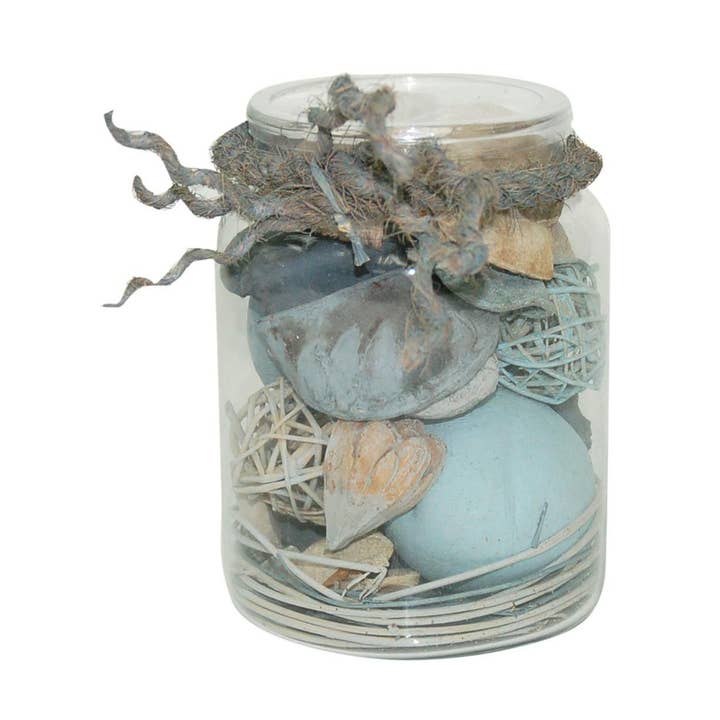 Vase en cristal avec boules bleues décoratives pour la vente par Aktual / Dekora Import S.A