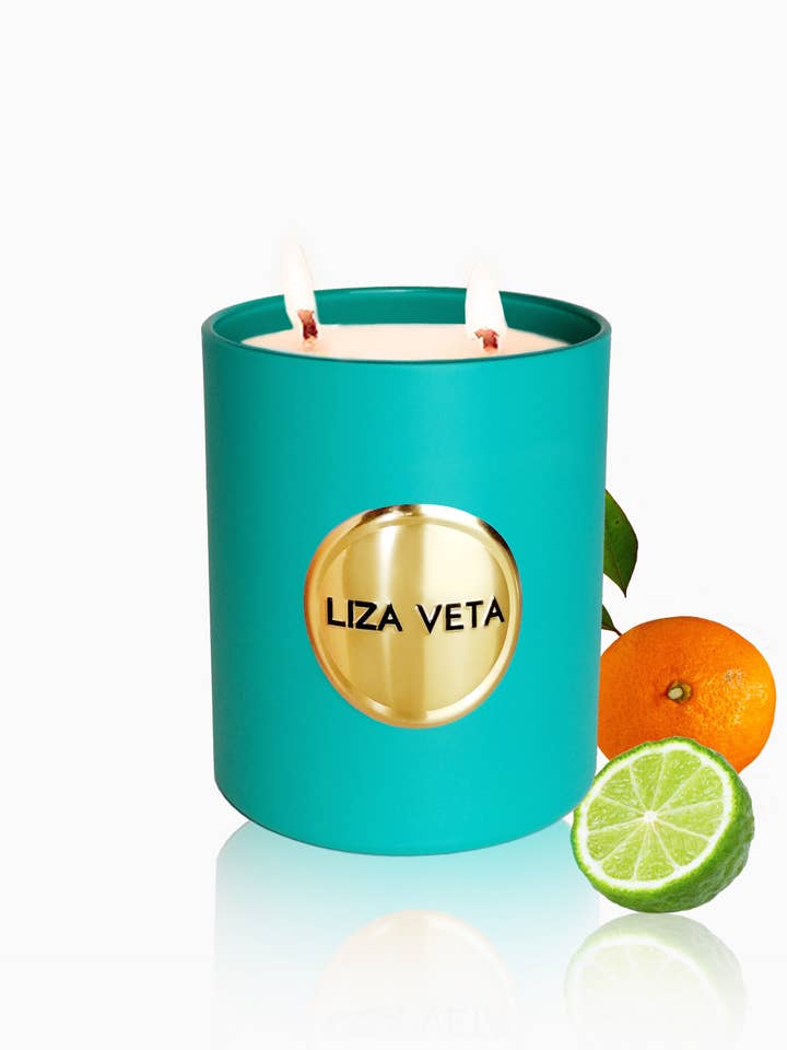 Vela aromática de naranja dulce y bergamota - Turquesa mate para venta al por mayor de LIZA VETA