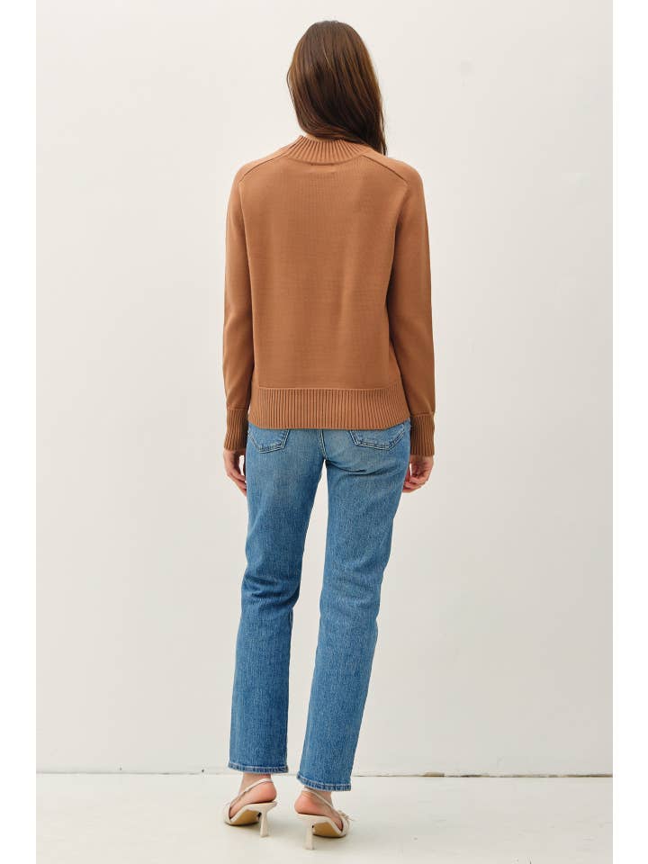 Be Cool - Wholesale Knit Sweater - Women's - CLASSIC MOCK NECK SWEATER WITH SHOULDER PANEL