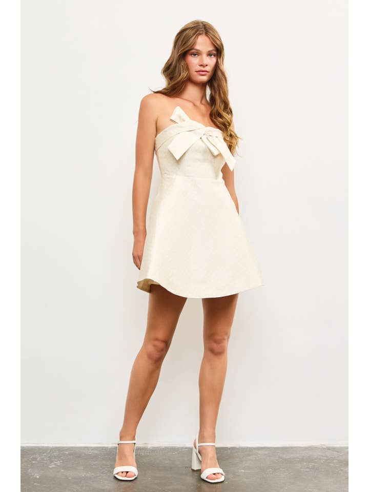 Mustard Seed - Wholesale Dress - Women's - TIE DETAILED EMBO DIZZY FLORAL ONE SHOULDER DRESS
