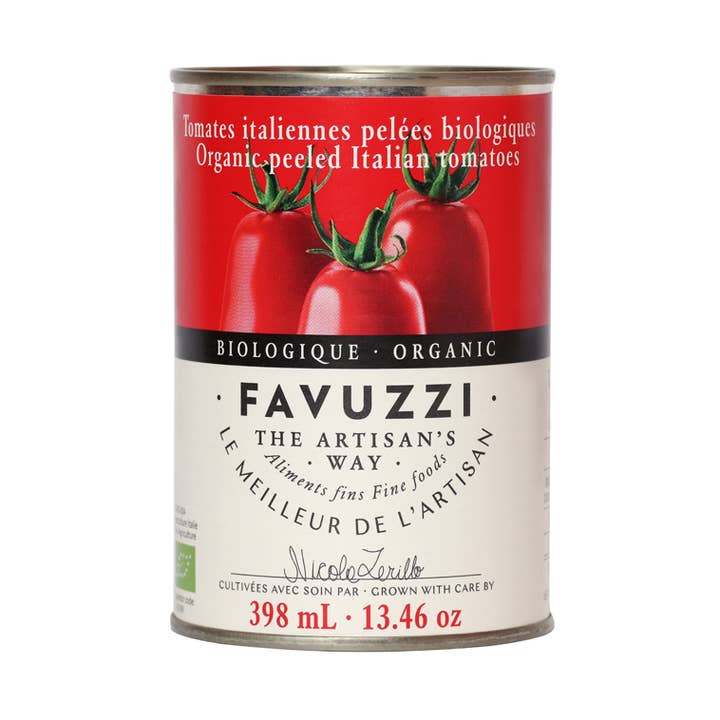 Organic Peeled Tomatoes for wholesale by Favuzzi
