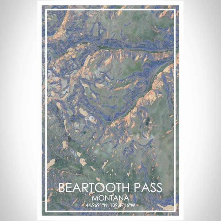 JACE.design - Wholesale Art Print - Beartooth Pass MT Map Print Afternoon